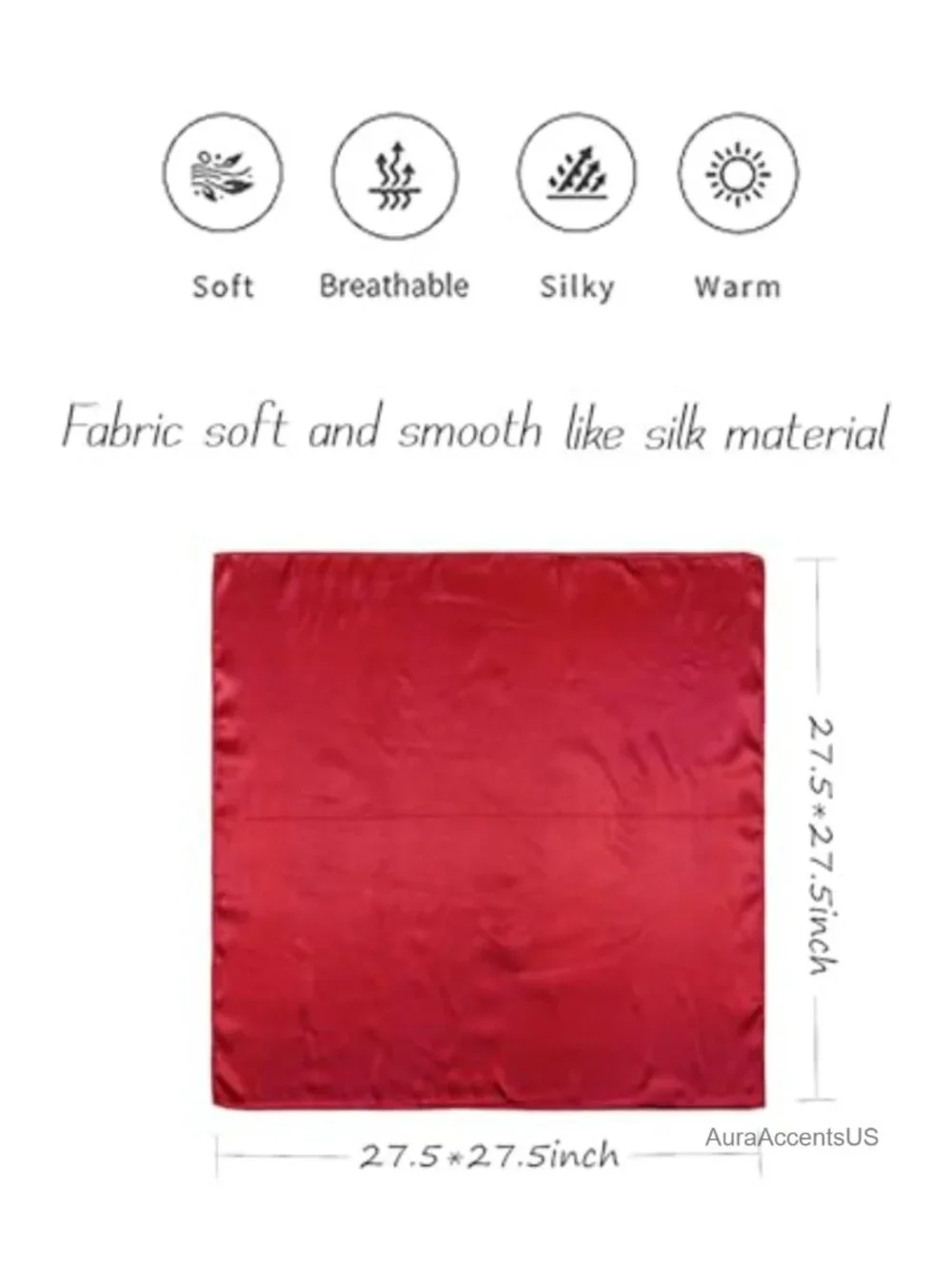 Satin Square Scarf Solid Color Emulation Silk Handkerchief Hair Ribbon Headband